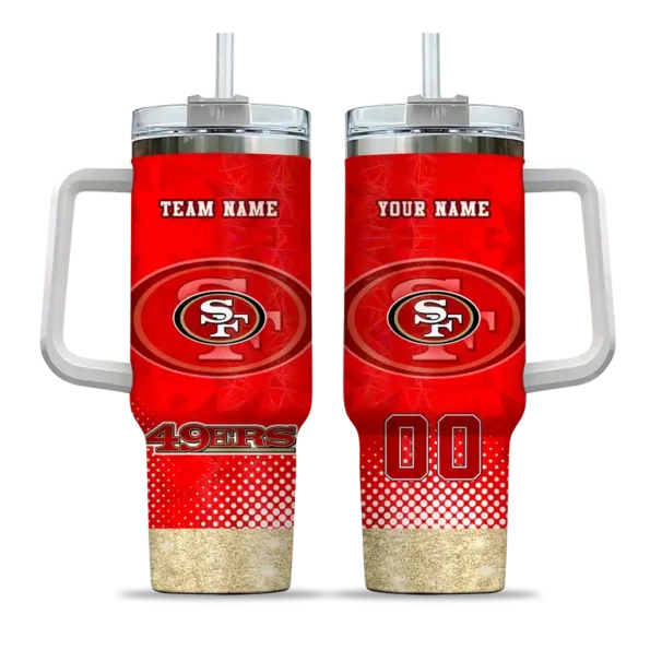 custom san francisco 49ers geometric prism red curved tumbler best selling.webp