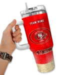 custom san francisco 49ers geometric prism red curved tumbler best selling.webp