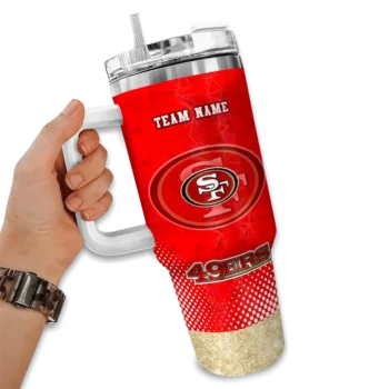 custom san francisco 49ers geometric prism red curved tumbler fashion forward.webp