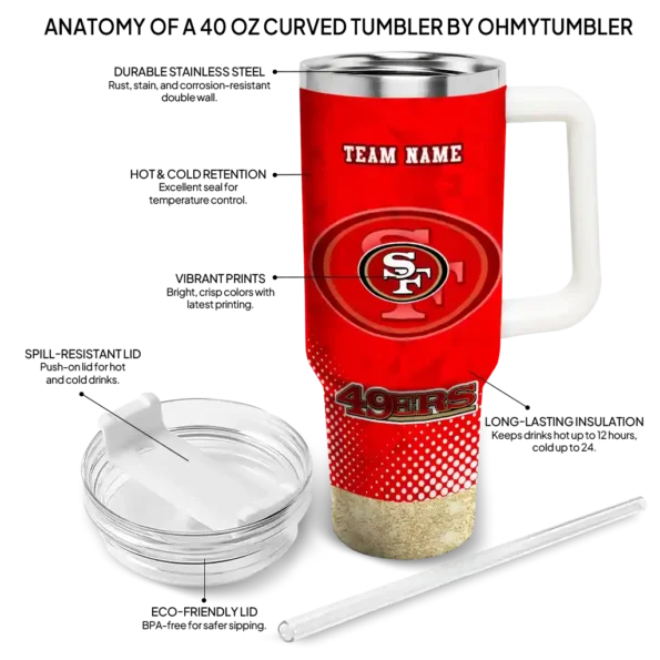 custom san francisco 49ers geometric prism red curved tumbler new arrival.webp