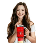 custom san francisco 49ers geometric prism red curved tumbler best selling.webp