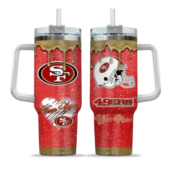 custom san francisco 49ers heart helmet motif red curved tumbler best selling.webp