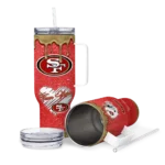 custom san francisco 49ers heart helmet motif red curved tumbler best selling.webp