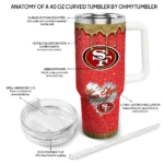 custom san francisco 49ers heart helmet motif red curved tumbler best selling.webp
