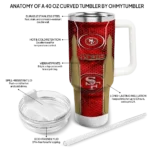 custom san francisco 49ers hexagon armor red curved tumbler best selling.webp