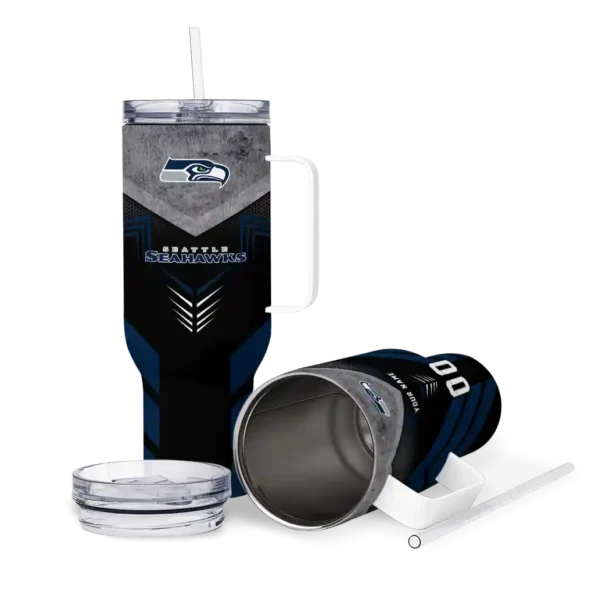 custom seattle seahawks arrow armor blue black curved tumbler high quality.webp