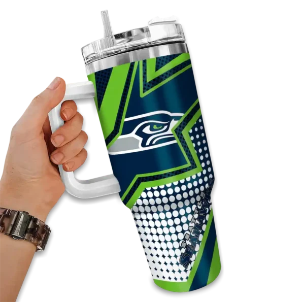 custom seattle seahawks arrow burst blue curved tumbler fashion forward.webp