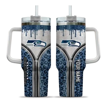custom seattle seahawks leopard zipper blue curved tumbler best selling.webp