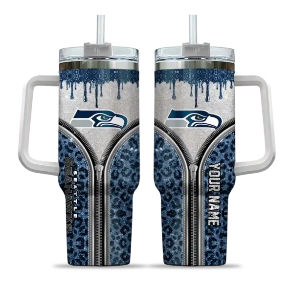 custom seattle seahawks leopard zipper blue curved tumbler best selling.webp