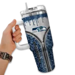 custom seattle seahawks leopard zipper blue curved tumbler best selling.webp