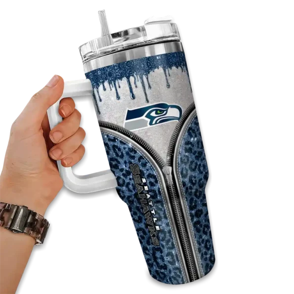 custom seattle seahawks leopard zipper blue curved tumbler fashion forward.webp