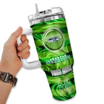 custom seattle seahawks marbled stripes blue curved tumbler fashion forward.webp