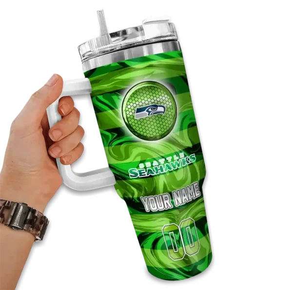 custom seattle seahawks marbled stripes blue curved tumbler fashion forward.webp