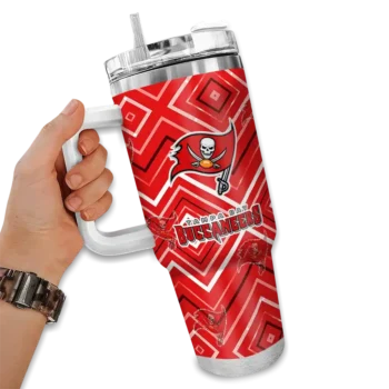 custom tampa bay buccaneers bold diamonds red curved tumbler fashion forward.webp