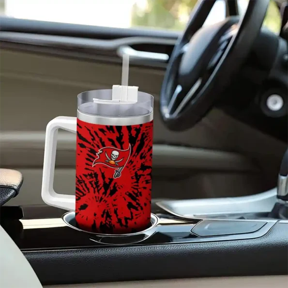 custom tampa bay buccaneers burst swirl red curved tumbler trendy.webp