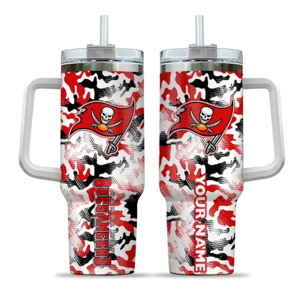custom tampa bay buccaneers camo mashup red white curved tumbler best selling.webp