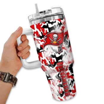 custom tampa bay buccaneers camo mashup red white curved tumbler fashion forward.webp