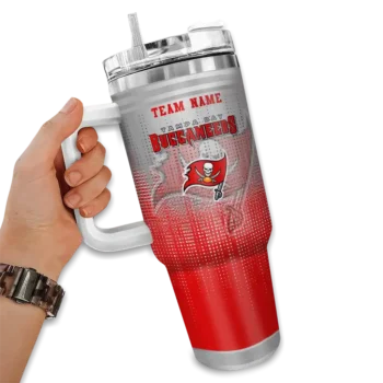 custom tampa bay buccaneers gradient dots red curved tumbler fashion forward.webp