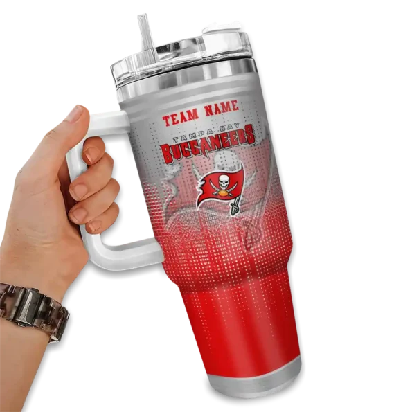 custom tampa bay buccaneers gradient dots red curved tumbler fashion forward.webp