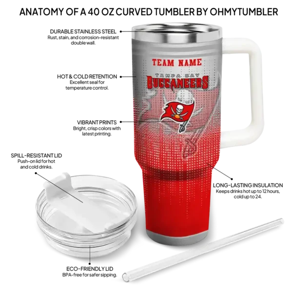 custom tampa bay buccaneers gradient dots red curved tumbler new arrival.webp