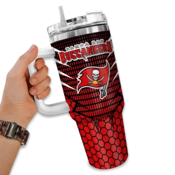 custom tampa bay buccaneers hex texture red curved tumbler fashion forward.webp