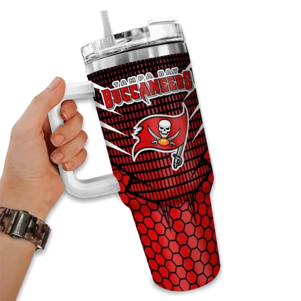 custom tampa bay buccaneers hex texture red curved tumbler fashion forward.webp