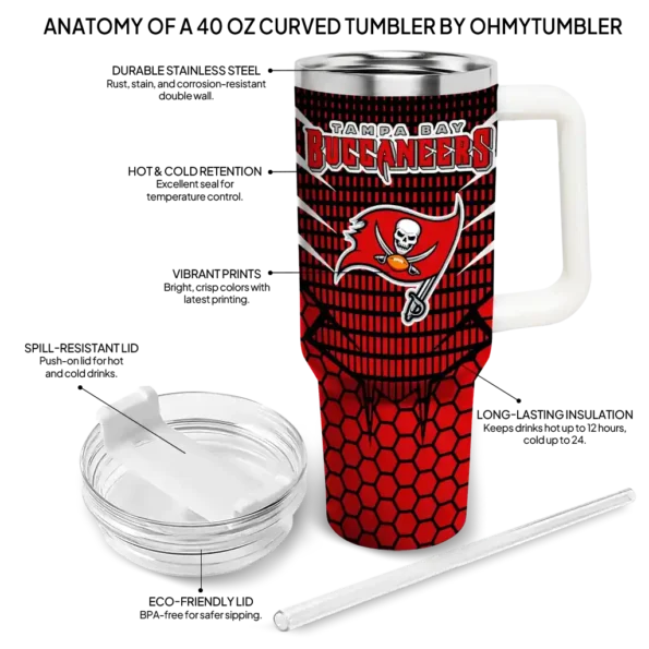 custom tampa bay buccaneers hex texture red curved tumbler new arrival.webp