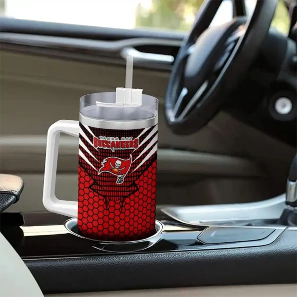 custom tampa bay buccaneers hex texture red curved tumbler trendy.webp