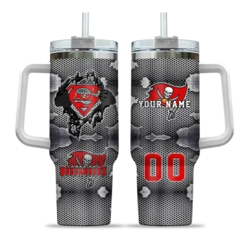 custom tampa bay buccaneers superman shield red gray curved tumbler best selling.webp