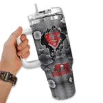 custom tampa bay buccaneers superman shield red gray curved tumbler best selling.webp