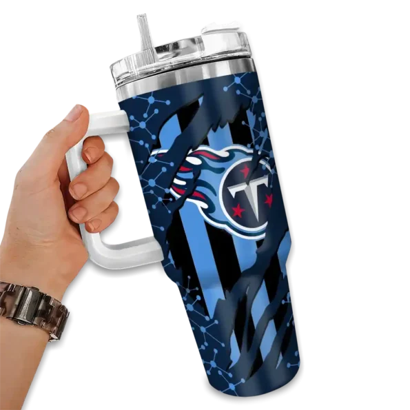 custom tennessee titans claw cut navy black curved tumbler fashion forward.webp
