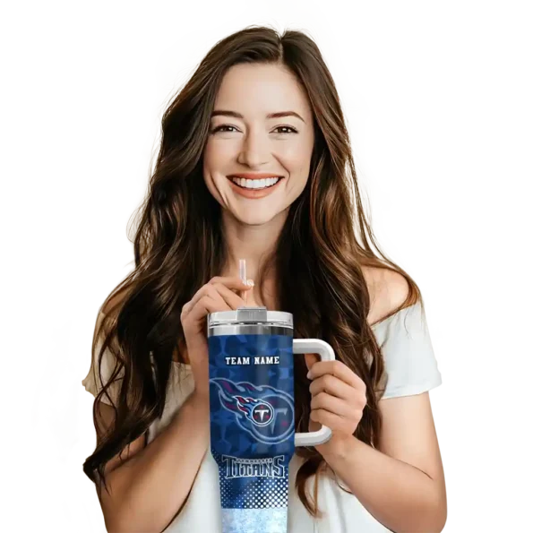 custom tennessee titans geometric prism navy curved tumbler premium grade.webp