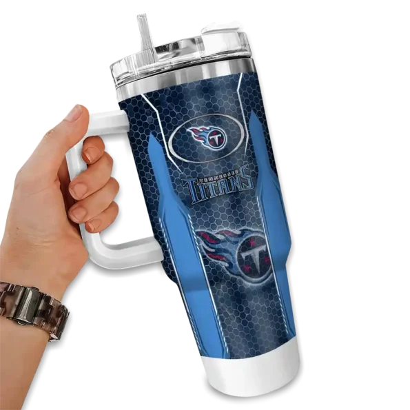 custom tennessee titans hexagon armor navy curved tumbler fashion forward.webp