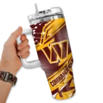 custom washington commanders abstract paths burgundy curved tumbler best selling.webp