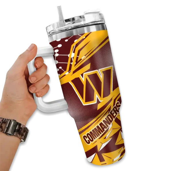 custom washington commanders abstract paths burgundy curved tumbler fashion forward.webp