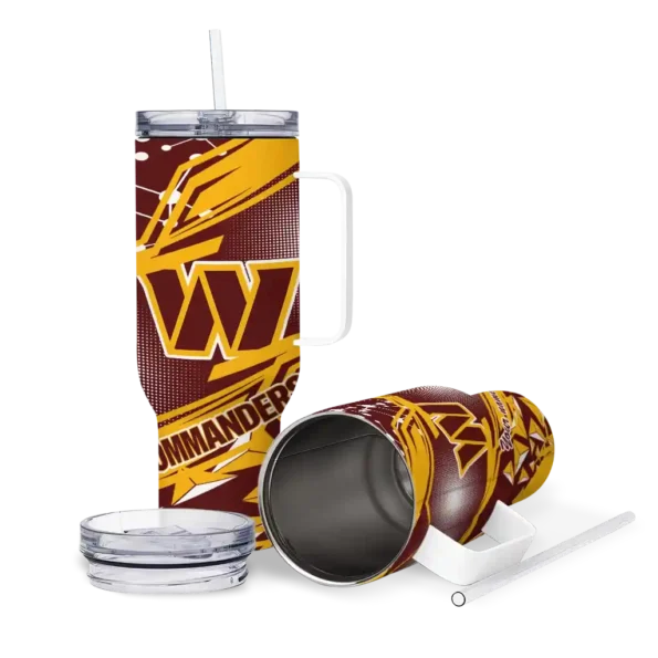 custom washington commanders abstract paths burgundy curved tumbler high quality.webp