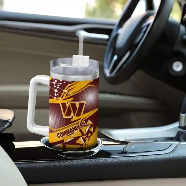 custom washington commanders abstract paths burgundy curved tumbler trendy.webp