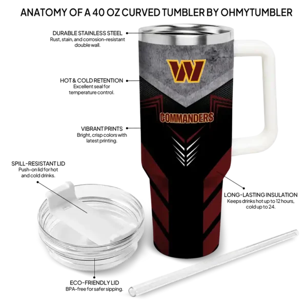custom washington commanders arrow armor burgundy black curved tumbler new arrival.webp