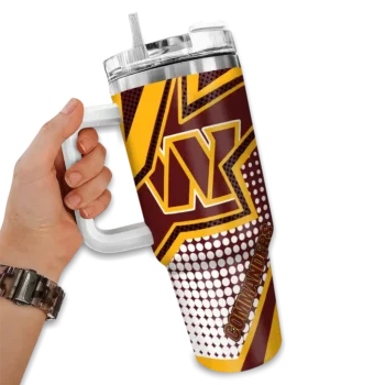 custom washington commanders arrow burst burgundy curved tumbler fashion forward.webp