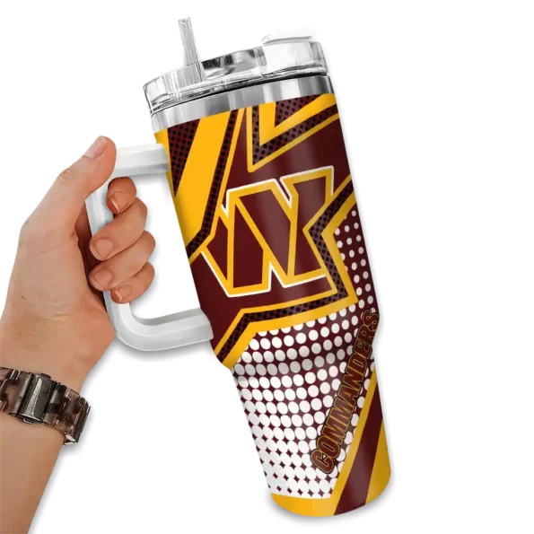 custom washington commanders arrow burst burgundy curved tumbler fashion forward.webp