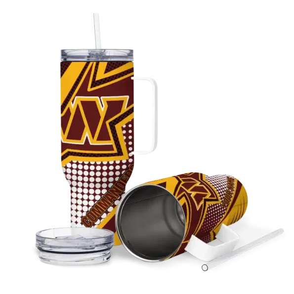 custom washington commanders arrow burst burgundy curved tumbler high quality.webp