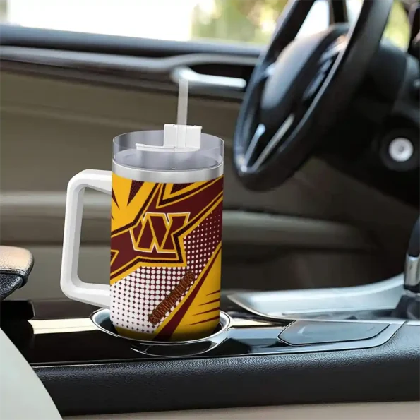 custom washington commanders arrow burst burgundy curved tumbler trendy.webp