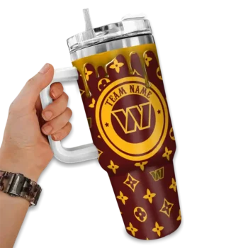 custom washington commanders bullseye drips burgundy curved tumbler fashion forward.webp