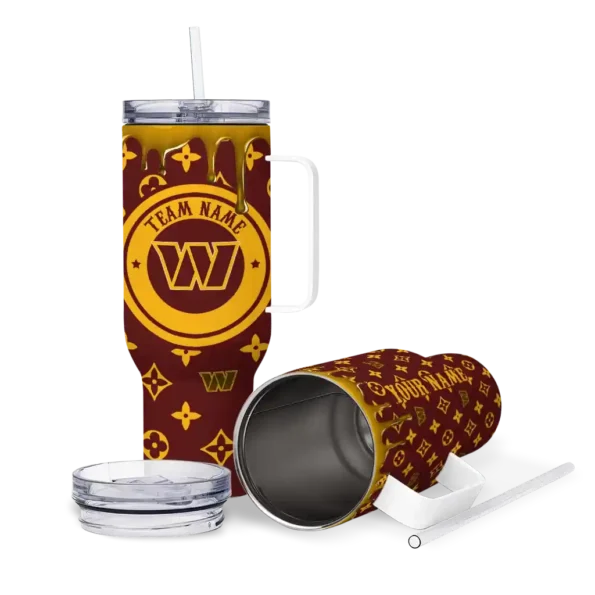 custom washington commanders bullseye drips burgundy curved tumbler high quality.webp