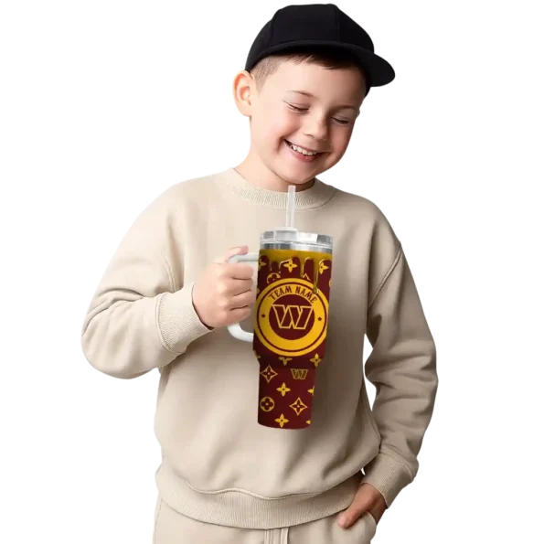 custom washington commanders bullseye drips burgundy curved tumbler latest model.webp