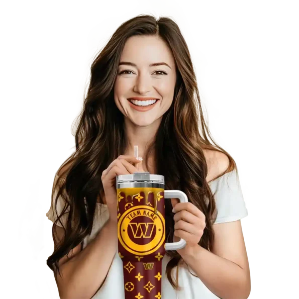 custom washington commanders bullseye drips burgundy curved tumbler premium grade.webp