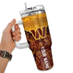 custom washington commanders chevron stripe burgundy curved tumbler best selling.webp