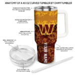 custom washington commanders chevron stripe burgundy curved tumbler best selling.webp