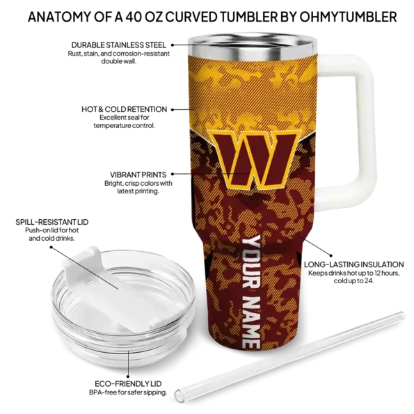 custom washington commanders chevron stripe burgundy curved tumbler new arrival.webp
