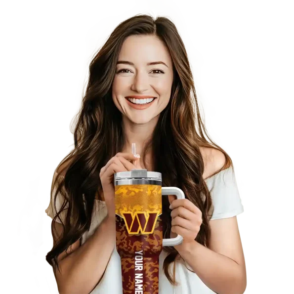 custom washington commanders chevron stripe burgundy curved tumbler premium grade.webp